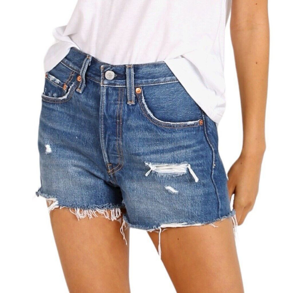 Levi's Pants - Levi’s Women’s 501 High Rise Distressed Cut Off Denim Shorts Drive Me Crazy 24